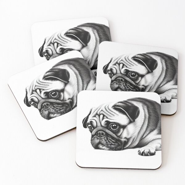 Item preview, Adorable Pug Dog Pencil Drawing Cute designed and sold by TastySpace.