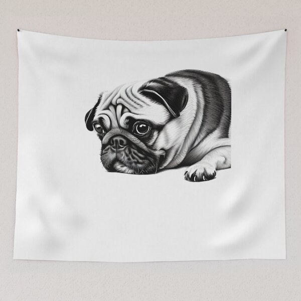 Item preview, Adorable Pug Dog Pencil Drawing Cute designed and sold by TastySpace.