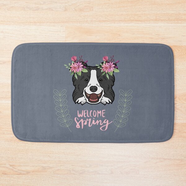 Item preview, Welcome Spring with Border Collie Dog Head with Flowers designed and sold by SeasonalDogs.