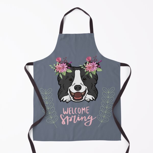 Item preview, Welcome Spring with Border Collie Dog Head with Flowers designed and sold by SeasonalDogs.