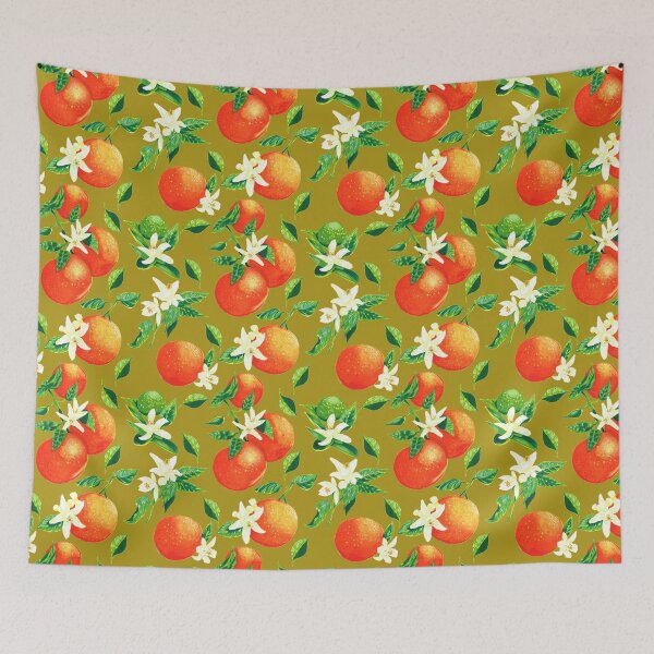 Item preview, Oranges and Orange Blossom- Olive Green designed and sold by Phoebekirk.