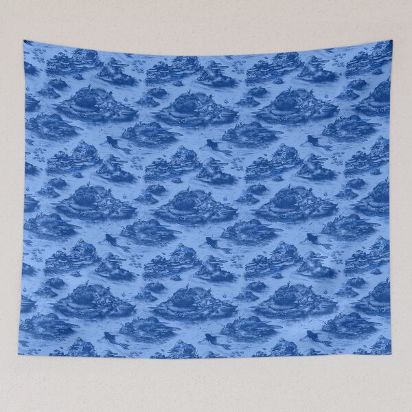 Item preview, Mermaid Resident, Dreaming Sea Modern Toile Collection Blue designed and sold by PetleyPatterns.