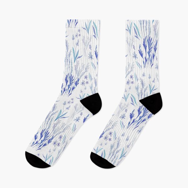 Item preview, Handdrawn Blue Leaves and Wildflowers Pattern designed and sold by megasunnie.