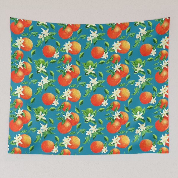 Item preview, Oranges and orange blossom- blue designed and sold by Phoebekirk.