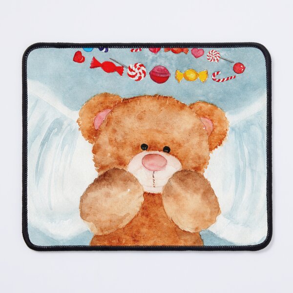 Item preview, Watercolor cute brown teddy bear with colorful candies designed and sold by MaryWatercolor.