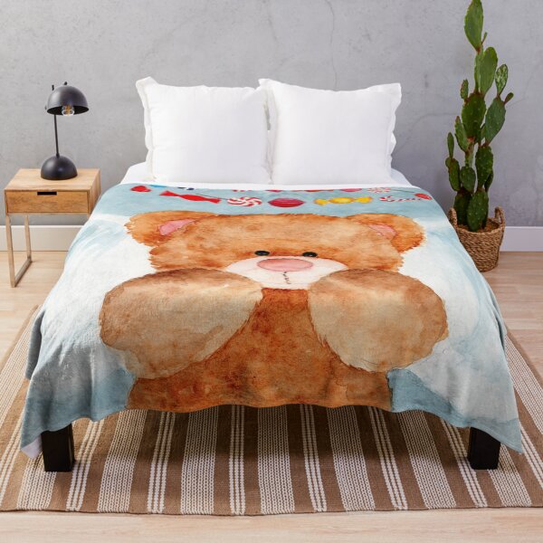 Item preview, Watercolor cute brown teddy bear with colorful candies designed and sold by MaryWatercolor.