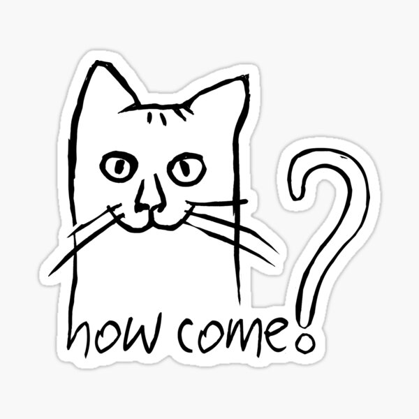 How come? Surprised cat. Sticker