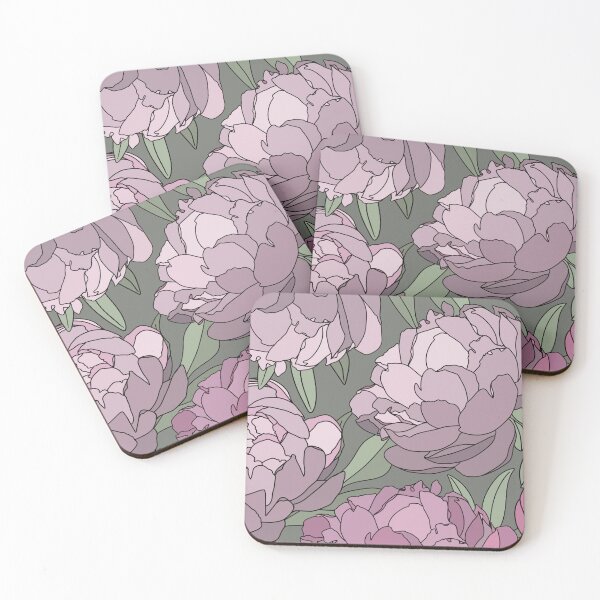 Item preview, The violet and pink peonies in a lovely pattern on a pale green background designed and sold by marina63.