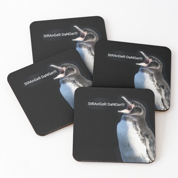 Item preview, Galapagos Penguin Stranger Danger (Black Background) designed and sold by SBPenguins.