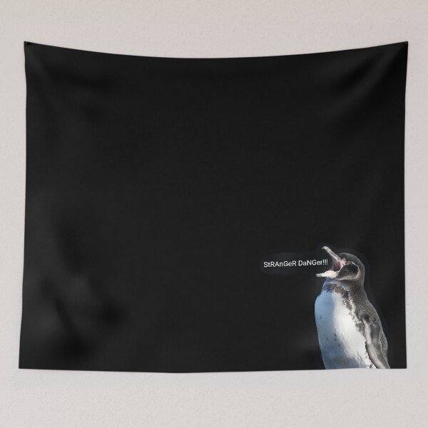 Item preview, Galapagos Penguin Stranger Danger (Black Background) designed and sold by SBPenguins.