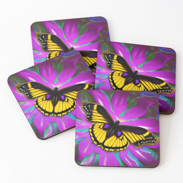 Artikelvorschau, Floral Yellow, Pink & Purple Butterfly Pattern entworfen und verkauft von Zurickdesigns.