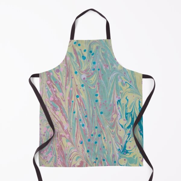 Item preview, multi colored polka dot design on the scallopped marbled pattern designed and sold by marblingqueen.