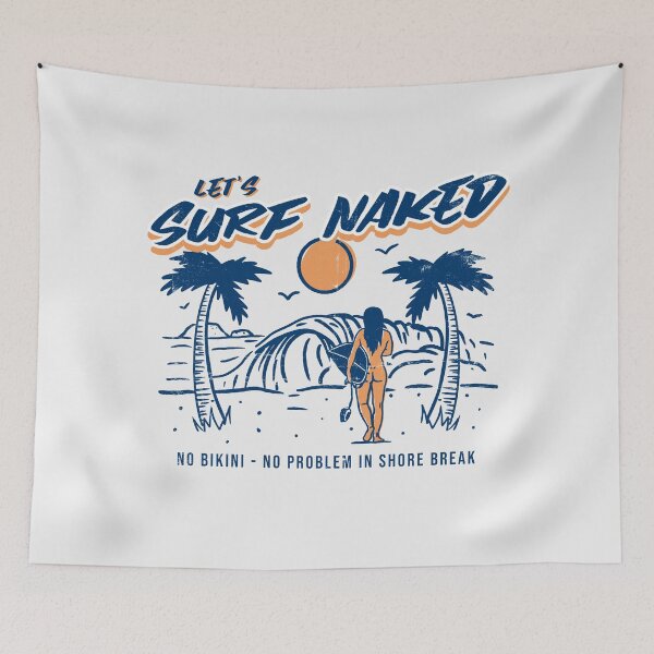 Item preview, Let's surf naked - vintage styled surfer girl designed and sold by sashashuba.