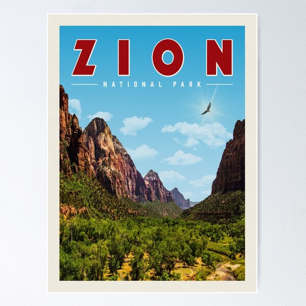 Vista previa del artículo con la obra «Póster de viaje vintage del Parque Nacional Zion», diseñado y vendido por Vintaprints-co.