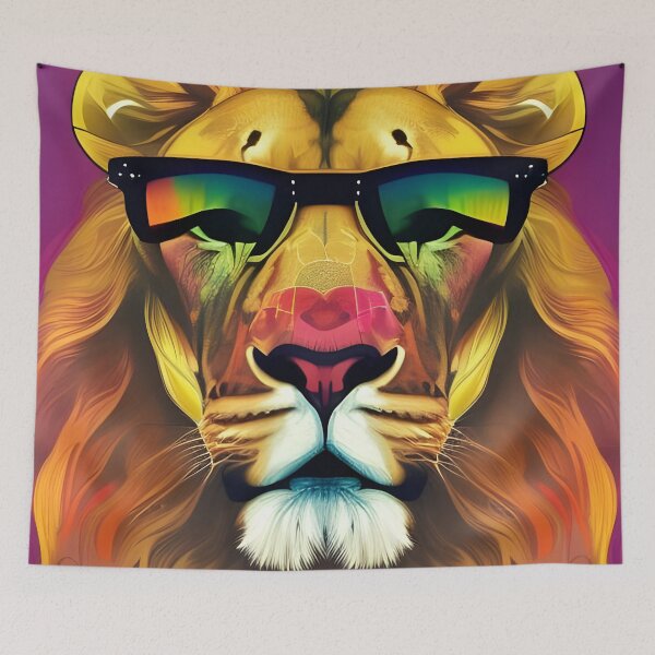 Item preview, Lion wearing sunglasses designed and sold by Planetporridge.