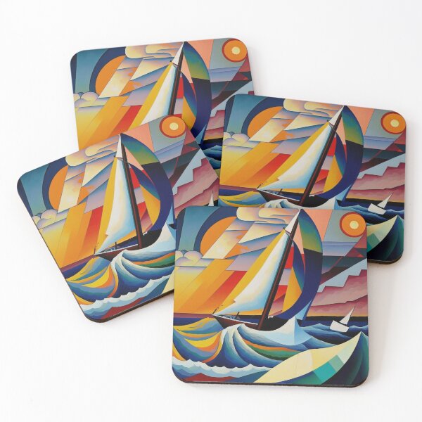 Item preview, Yacht in Ocean - Abstract Art designed and sold by ArtNouveauChic.