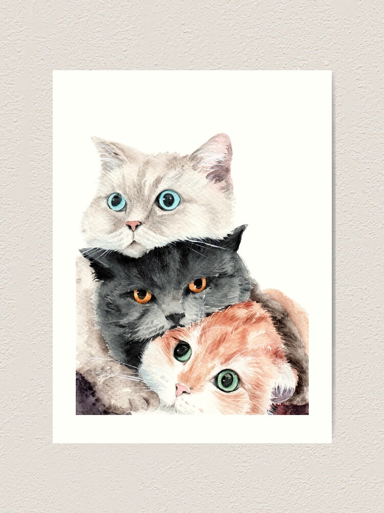 Three cute cats | Art Print
