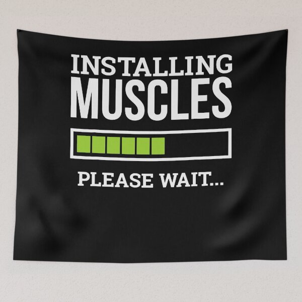 Item preview, Funny Workout Gym Installing Muscles Please Wait T-Shirt designed and sold by JudyMann8258.