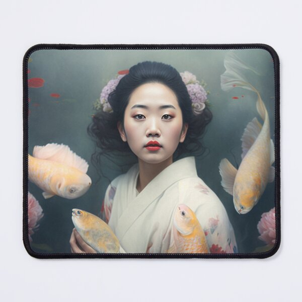 Item preview, Beautiful Chinese Woman with Gold Fish and Flowers designed and sold by My-Magic-World.
