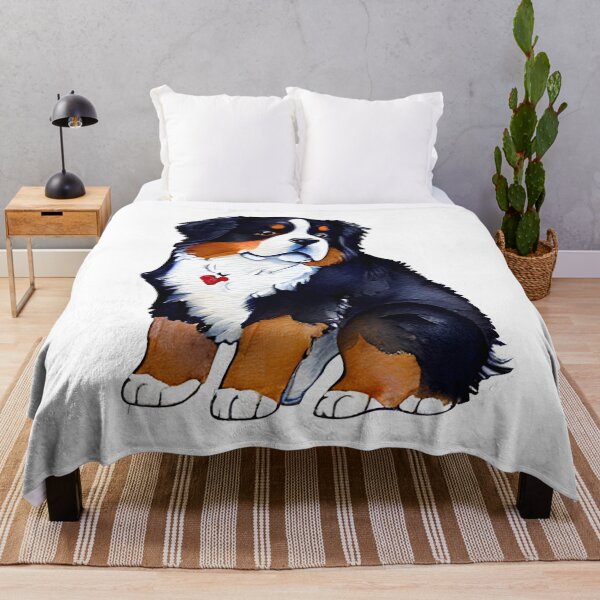 Item preview, Watercolor Cute Chubby Goofy Bernese Mountain Dog - Funny Cartoon Dog Art 4 designed and sold by Cawaiico.