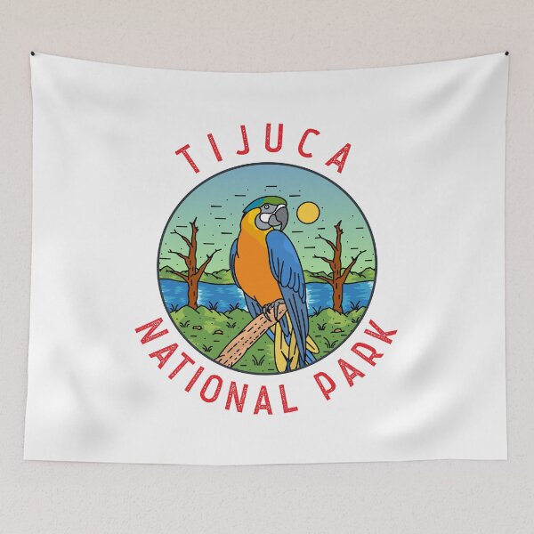 Item preview, Tijuca National Park Brazil Macaw Distressed Circle designed and sold by KrisSidDesigns.