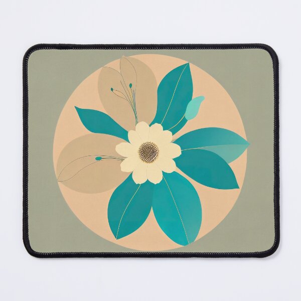 Item preview, Boho Minimalist Turquoise Leaves and Flowers designed and sold by BohoRhapsody.