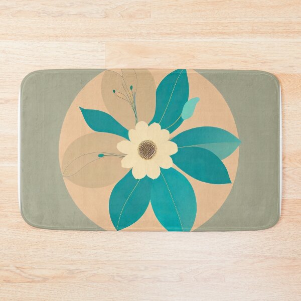 Item preview, Boho Minimalist Turquoise Leaves and Flowers designed and sold by BohoRhapsody.