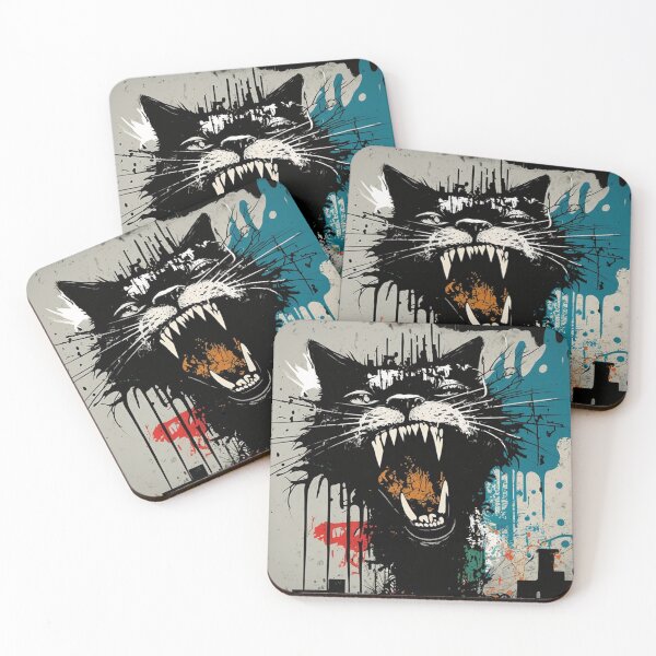 Item preview, Graffiti cat hissing colorful designed and sold by NxtGenArt.