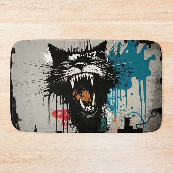 Item preview, Graffiti cat hissing colorful designed and sold by NxtGenArt.