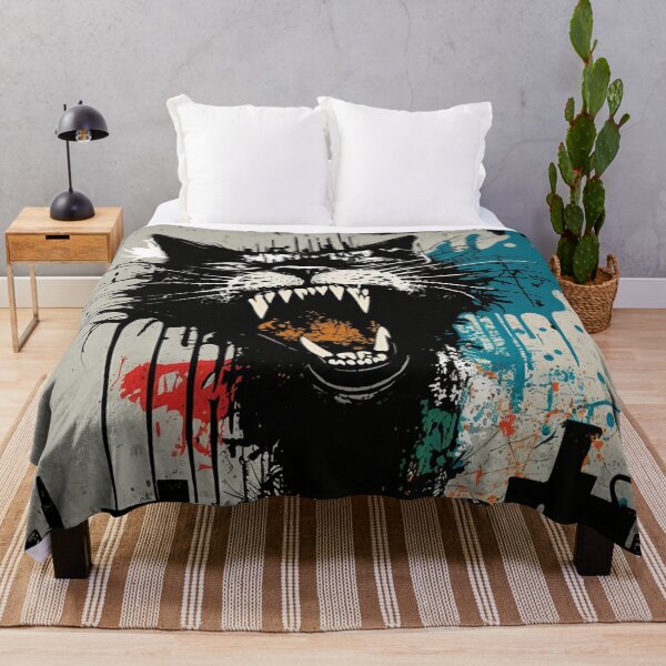 Item preview, Graffiti cat hissing colorful designed and sold by NxtGenArt.