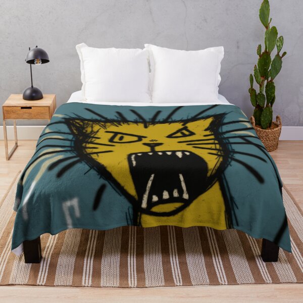 Item preview, Wack crazy cat hissing, yellow blue designed and sold by NxtGenArt.