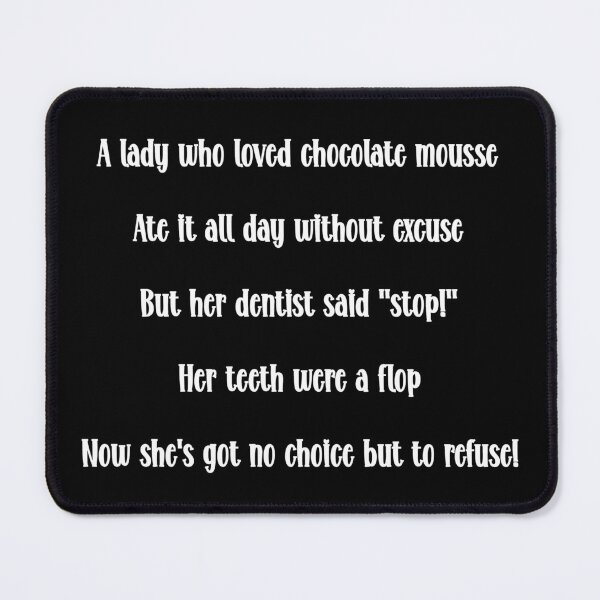 Item preview, National Chocolate Mousse Day April 3rd - Funny Chocolate Mousse Limerick designed and sold by FoodiesGoneWild.