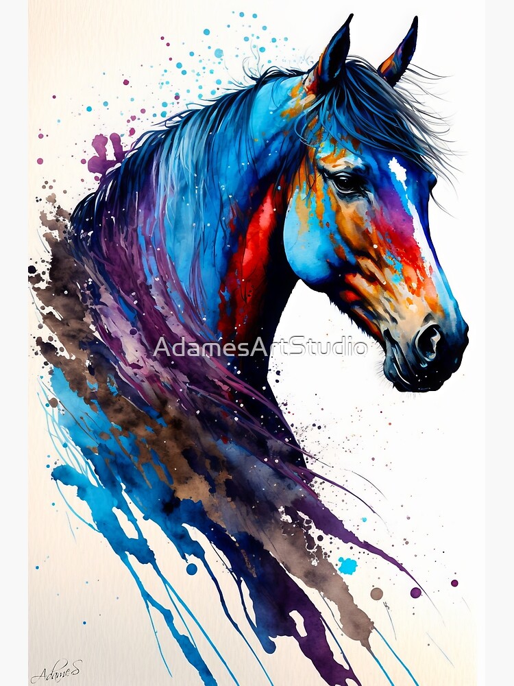 Horse Portrait with Vibrant Colours Canvas Print for Sale by