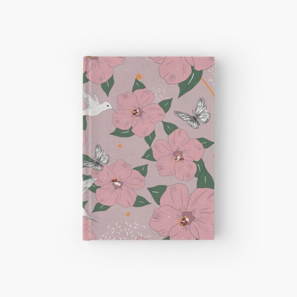 Hibiscus flowers pink background Hardcover Journal