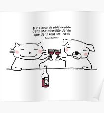 Wine philosophy / Cat doodle Poster