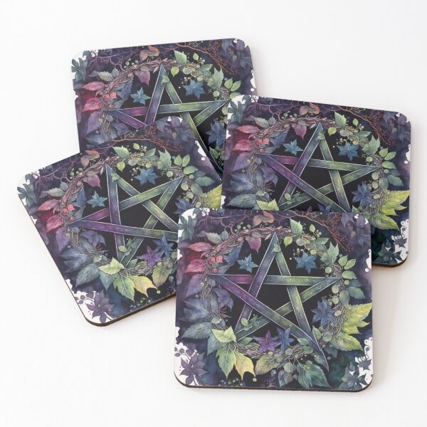 Item preview, Pagan Botanical Pentacle - Wiccan Gothic Colorful Pentagram designed and sold by MoonBohemian.