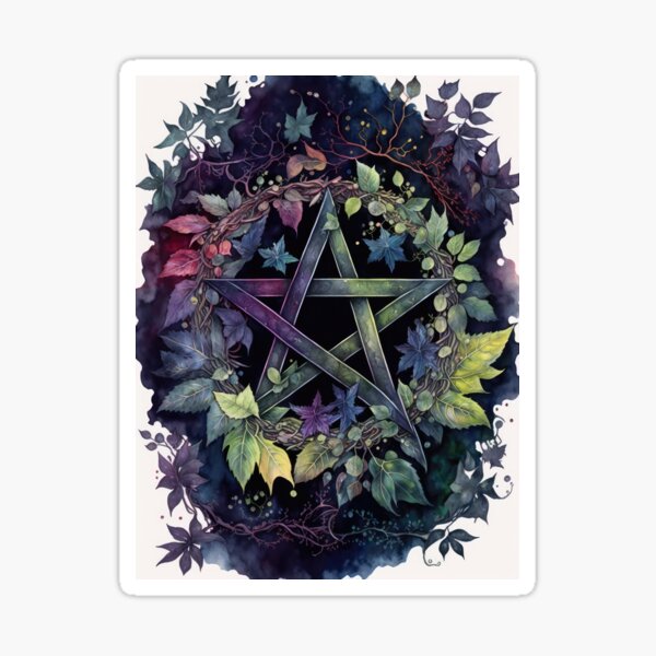 Item preview, Pagan Botanical Pentacle - Wiccan Gothic Colorful Pentagram designed and sold by MoonBohemian.