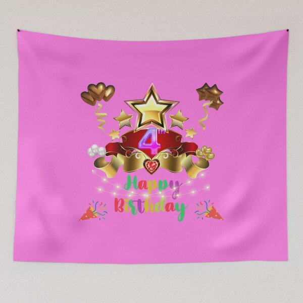 Item preview, 4 years, Happy Birthday 4 years, (English), Children's gift, purple designed and sold by Ksmith-Style.