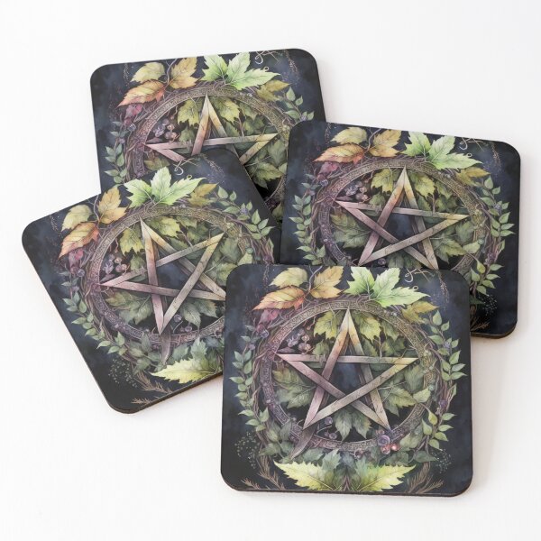 Item preview, Pagan Botanical Pentacle - Wiccan Gothic Colorful Pentagram designed and sold by MoonBohemian.