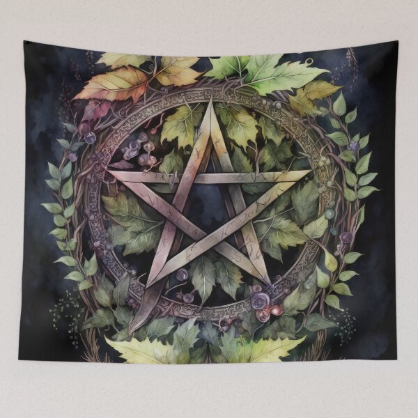Item preview, Pagan Botanical Pentacle - Wiccan Gothic Colorful Pentagram designed and sold by MoonBohemian.