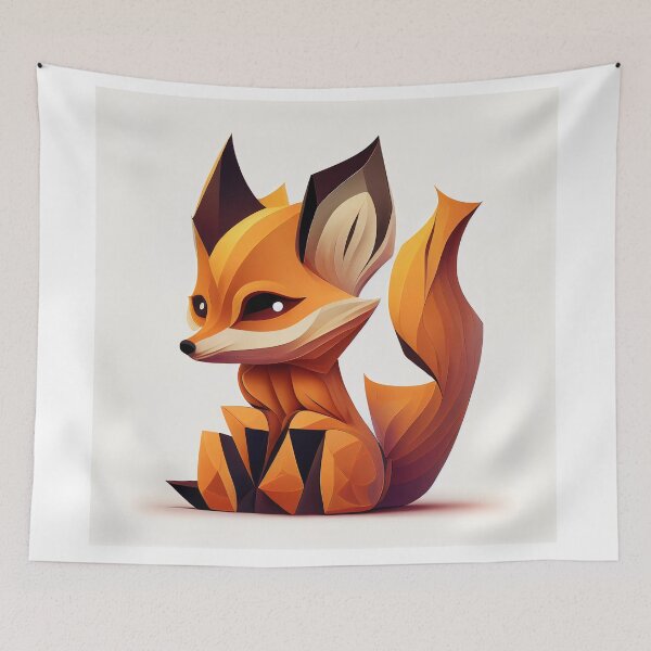 Item preview, Geometric abstract orange fox designed and sold by Neonmountain.
