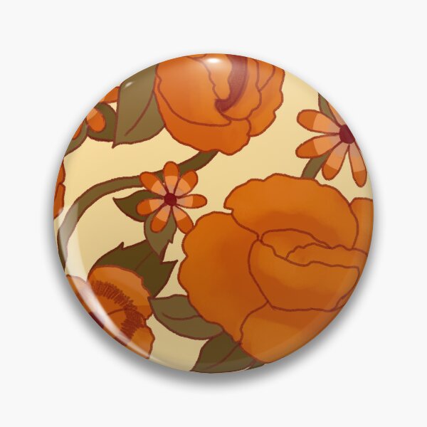 Item preview, Retro 70s Orange Cottagecore Floral Seamless Pattern designed and sold by Jenna Wing-Hu.