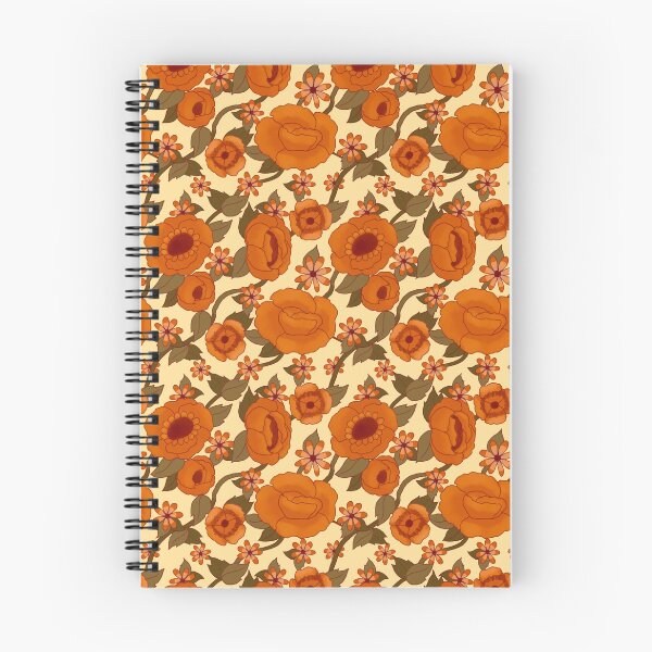 Item preview, Retro 70s Orange Cottagecore Floral Seamless Pattern designed and sold by Jenna Wing-Hu.