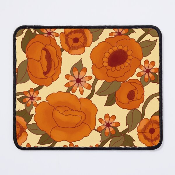 Item preview, Retro 70s Orange Cottagecore Floral Seamless Pattern designed and sold by Jenna Wing-Hu.