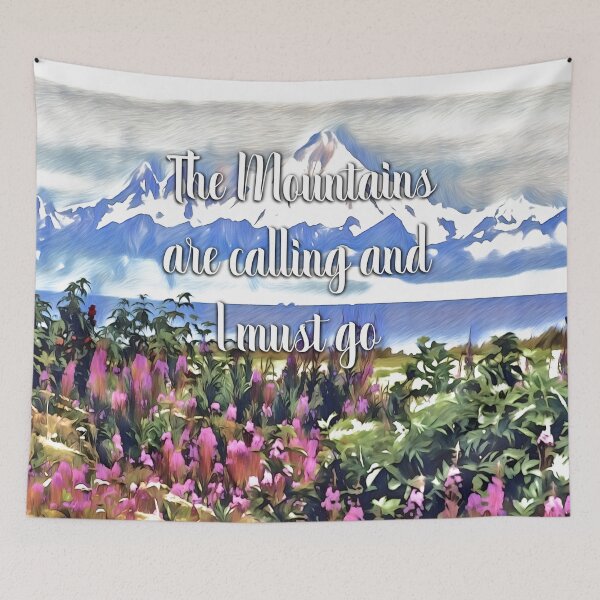 Item preview, The Mountains are calling and I must go, Wildflowers and mountains  designed and sold by Inktown.