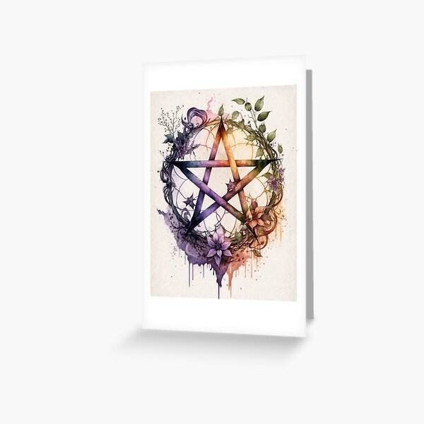 Item preview, Pagan Botanical Pentacle - Wiccan Gothic Colorful Pentagram designed and sold by MoonBohemian.