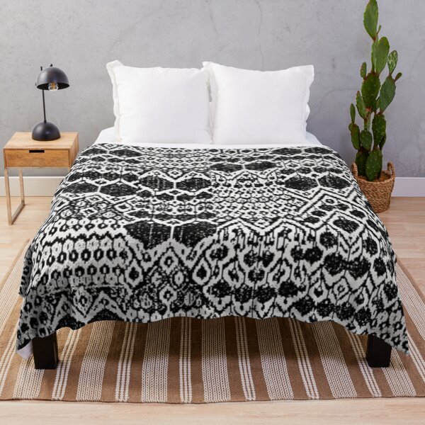 Item preview, White and black binding the clouds classic ancient ikat pattern designed and sold by LeFabriqueOuz.