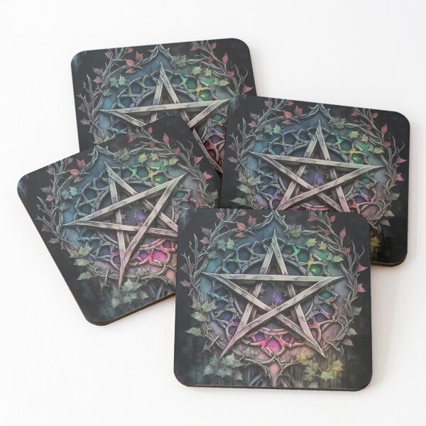 Item preview, Pagan Botanical Pentacle - Wiccan Gothic Colorful Pentagram designed and sold by MoonBohemian.