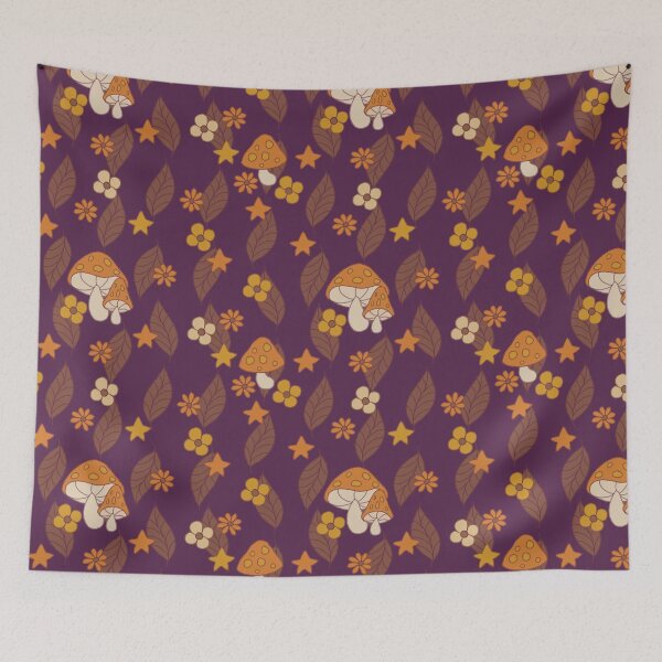 Item preview, Cute Cottagecore Orange Mushroom and Stars Seamless pattern designed and sold by Jenna Wing-Hu.