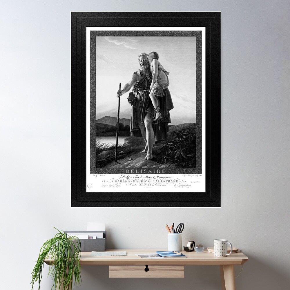 Belisarius Engraving by Baron Auguste Desnoyers Remastered Xzendor7 Classical Art Old Masters Reproductions Wall Poster